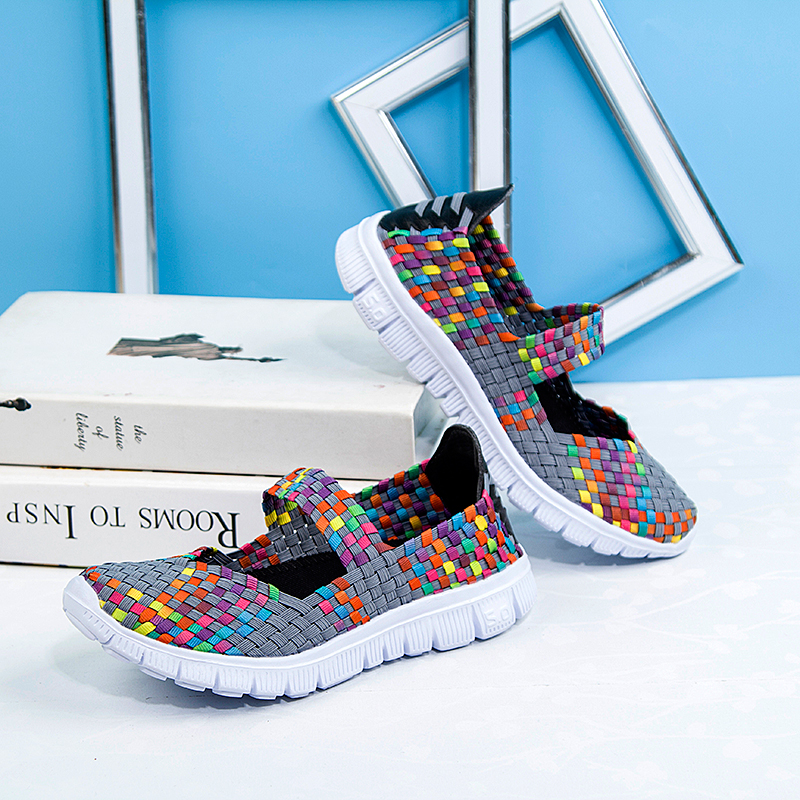 轻便纯手工编织松紧带手工编织平底单鞋编织鞋大码女鞋运动跑步健身鞋 - Image 2