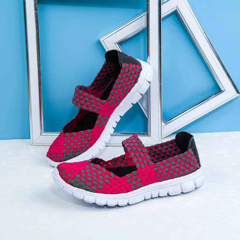 轻便纯手工编织松紧带手工编织平底单鞋编织鞋大码女鞋运动跑步健身鞋 - Image 4