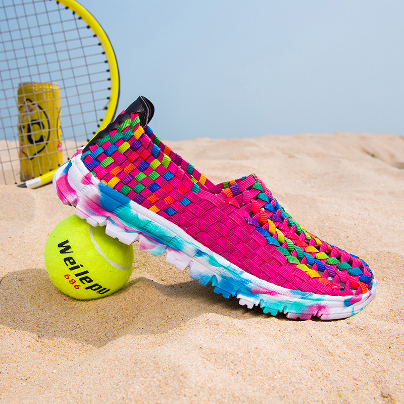 夏季镂空休闲网面鞋2023新款编织鞋女鞋透气休闲运动鞋布鞋妈妈鞋 - Image 7