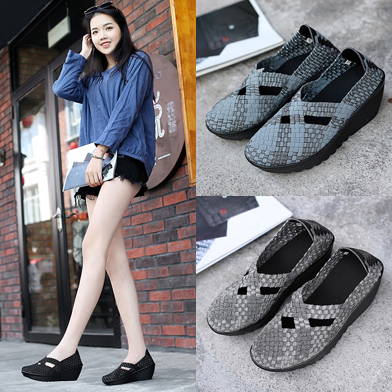 2026夏季镂空增高休闲网面鞋新款编织鞋女鞋透气休闲运动鞋布鞋妈妈鞋