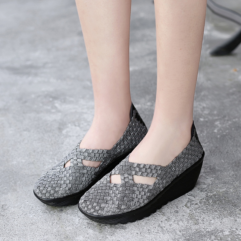 2026夏季镂空增高休闲网面鞋新款编织鞋女鞋透气休闲运动鞋布鞋妈妈鞋 - Image 2