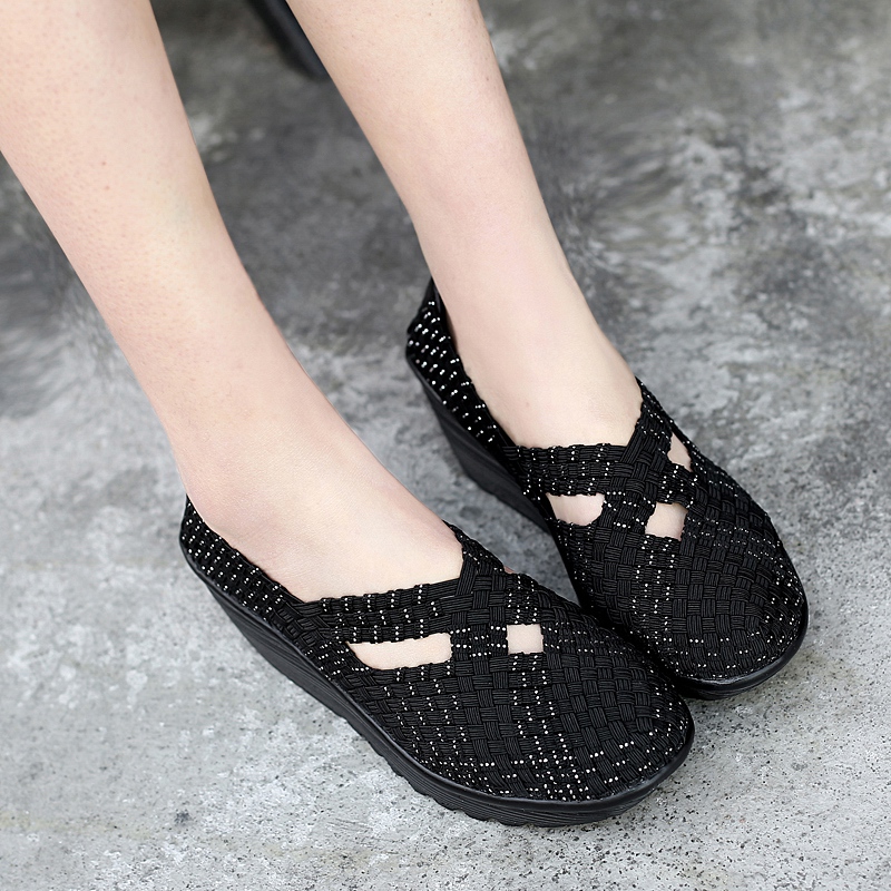 2026夏季镂空增高休闲网面鞋新款编织鞋女鞋透气休闲运动鞋布鞋妈妈鞋 - Image 3